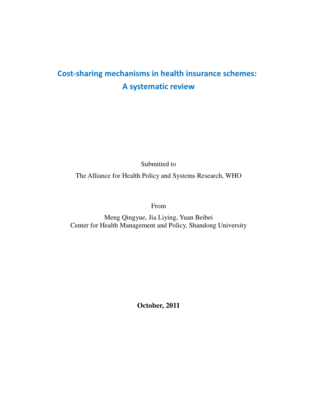 Cost-Sharing Mechanisms in Health Insurance Schemes: a Systematic Review