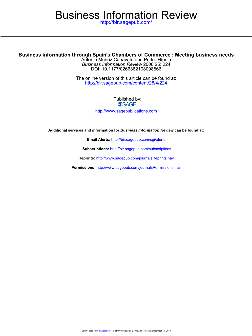 Business Information Through Spain's Chambers Of