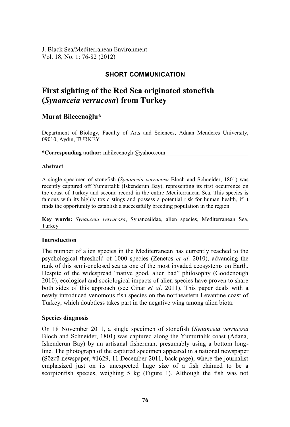 A Check-List of Polychaete Species from the Black