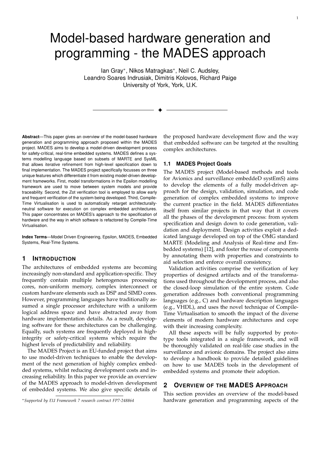 Model-Based Hardware Generation and Programming - the MADES Approach