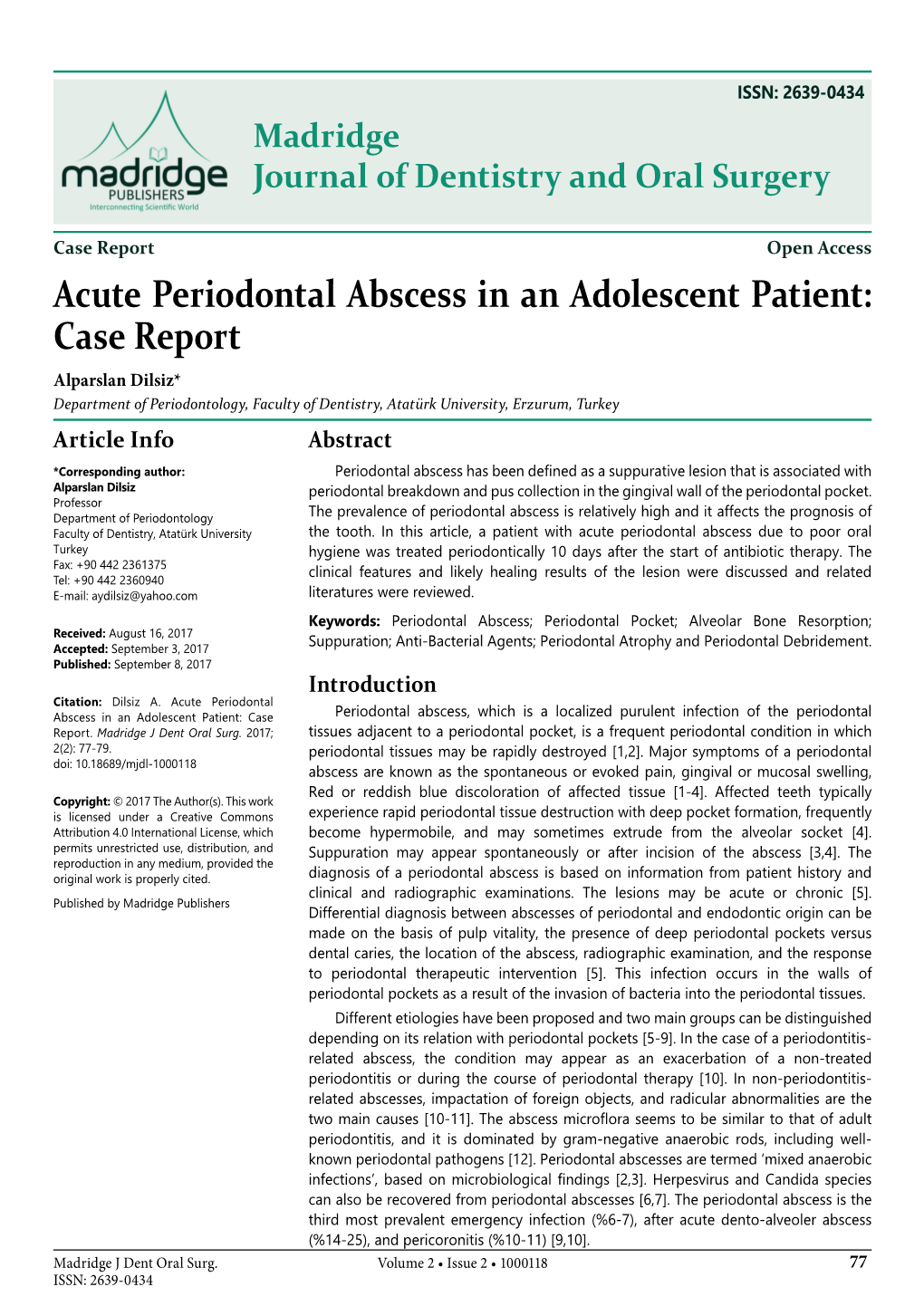 Acute Periodontal Abscess in an Adolescent Patient: Case Report