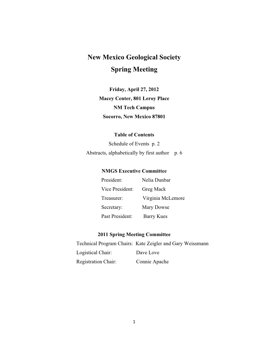 New Mexico Geological Society Spring Meeting