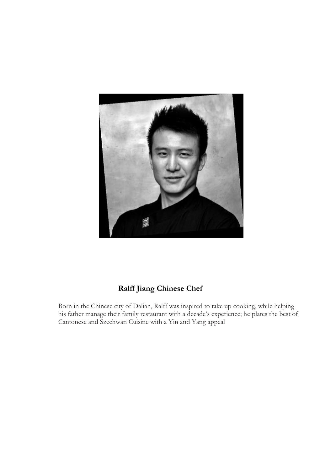 Ralff Jiang Chinese Chef