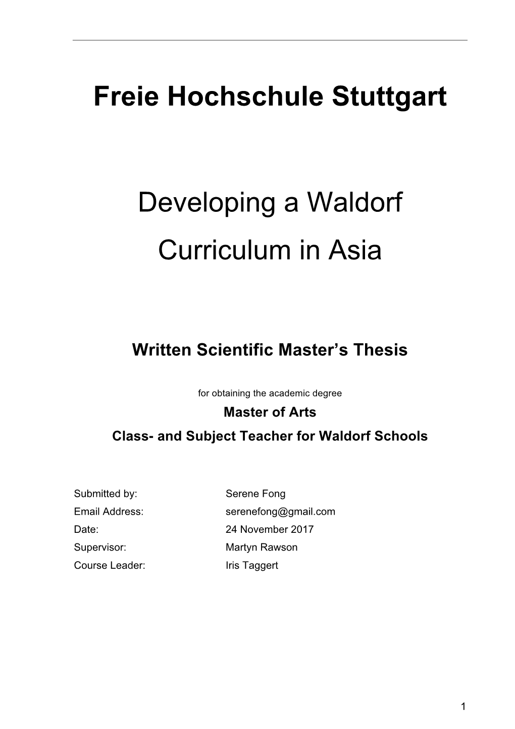 Developing a Waldorf Curriculum in Asia