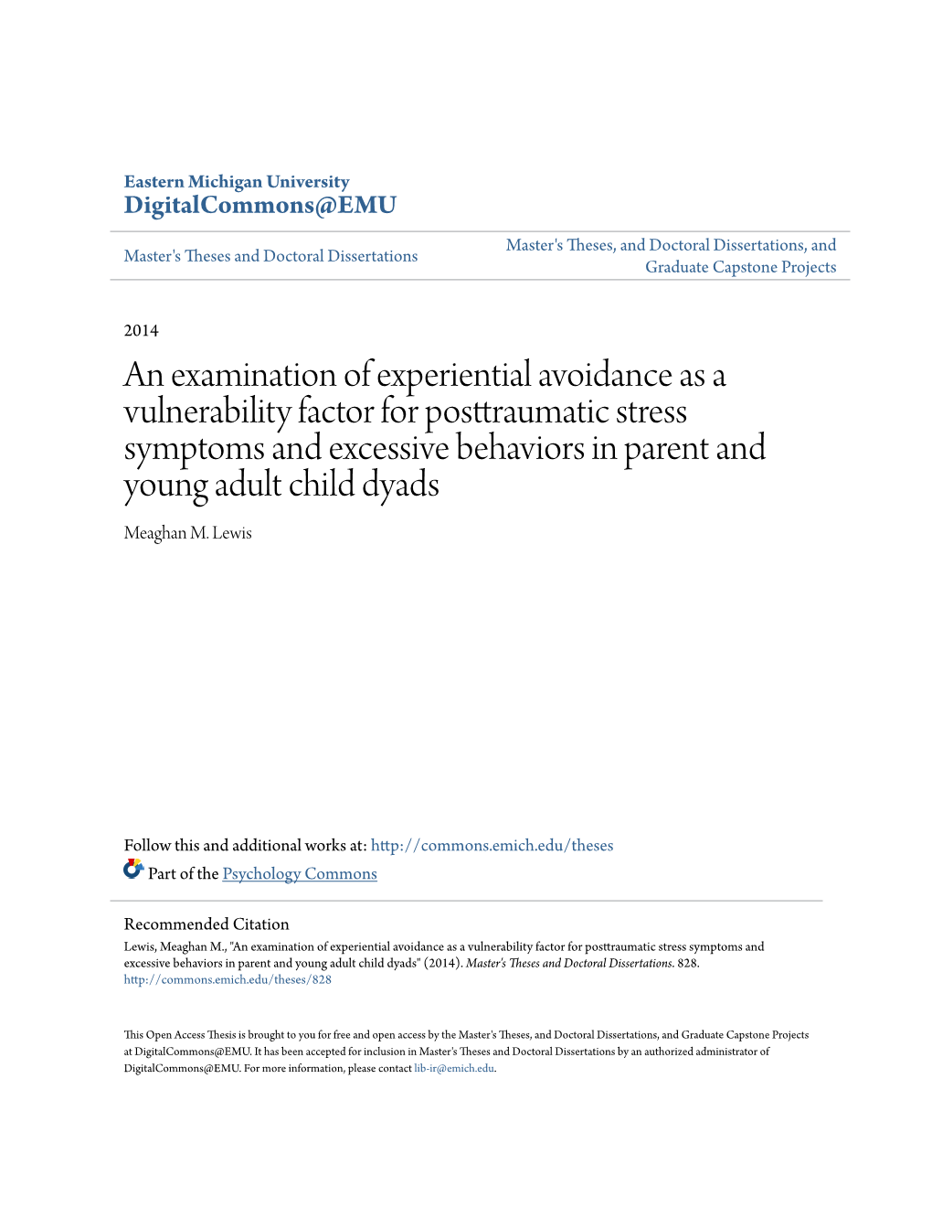 An Examination of Experiential Avoidance