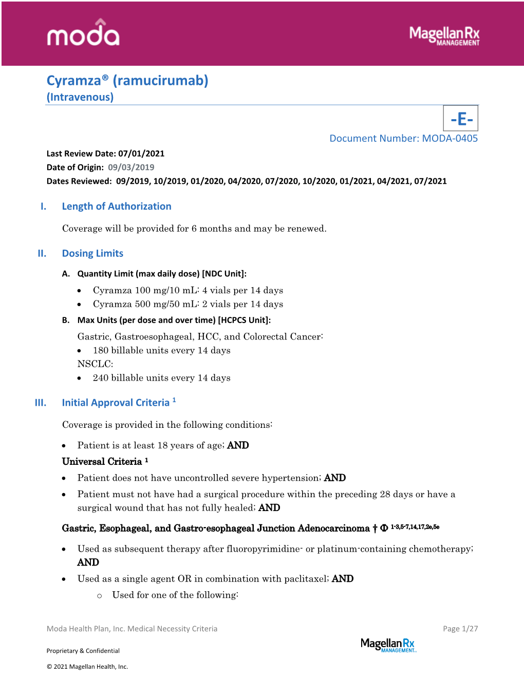 Cyramza® (Ramucirumab)