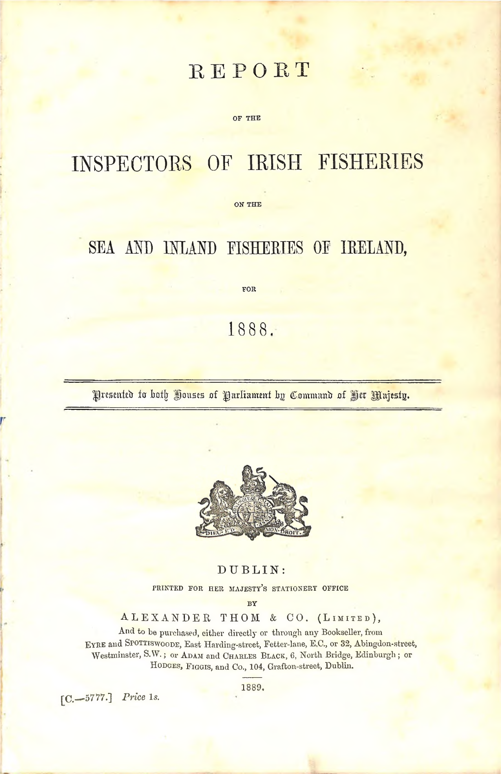 Inspectors of Irish Fisheries Report