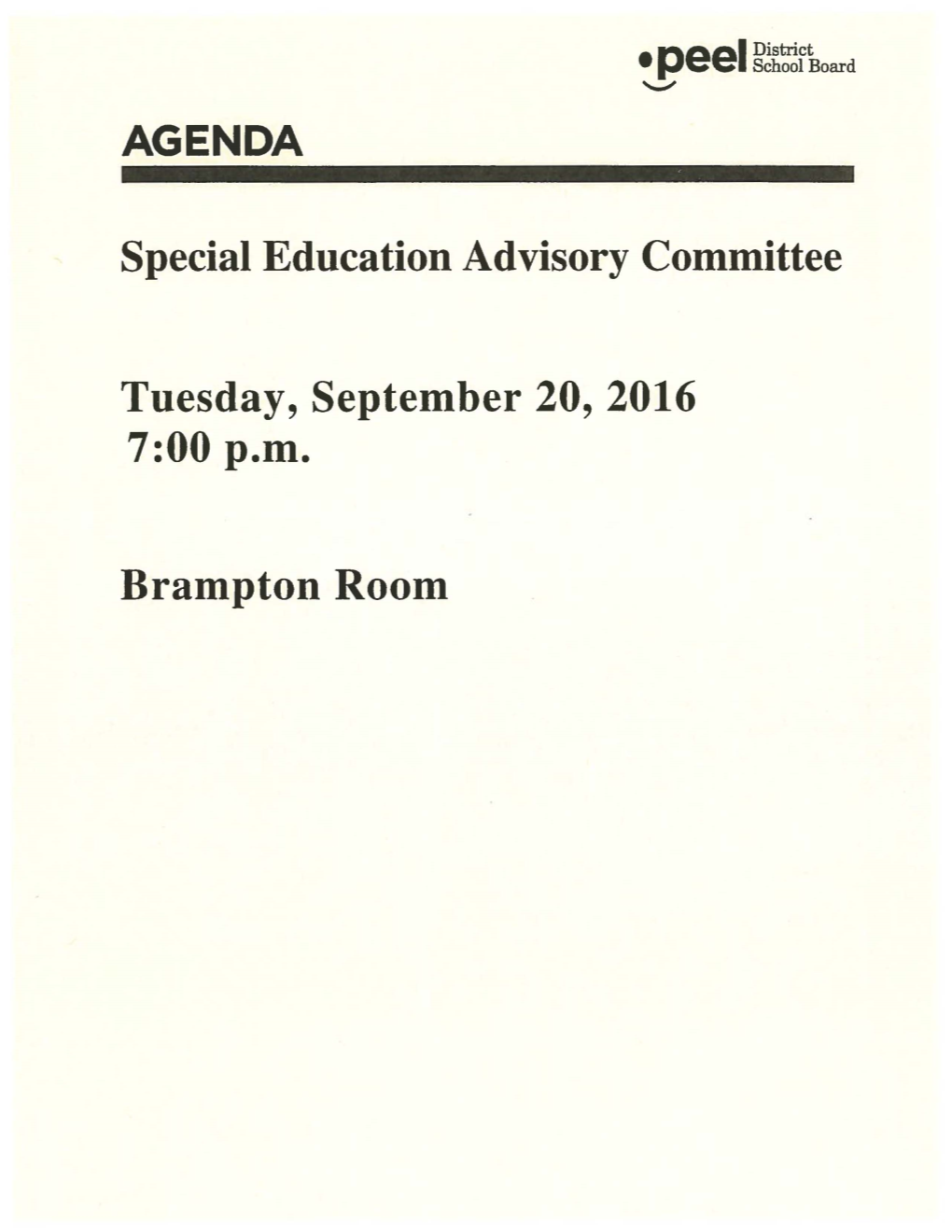 Special Education Advisory Committee Tuesday, September 20