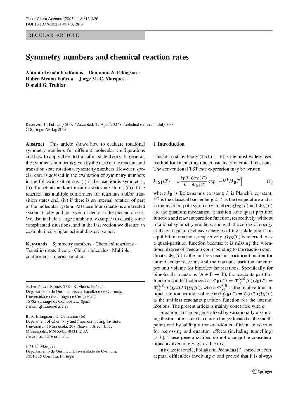 Symmetry Numbers and Chemical Reaction Rates