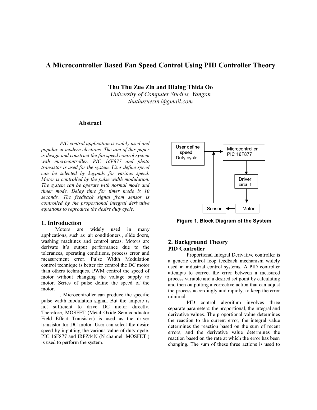 A Microcontroller Based Fan Speed Control Using PID Controller Theory