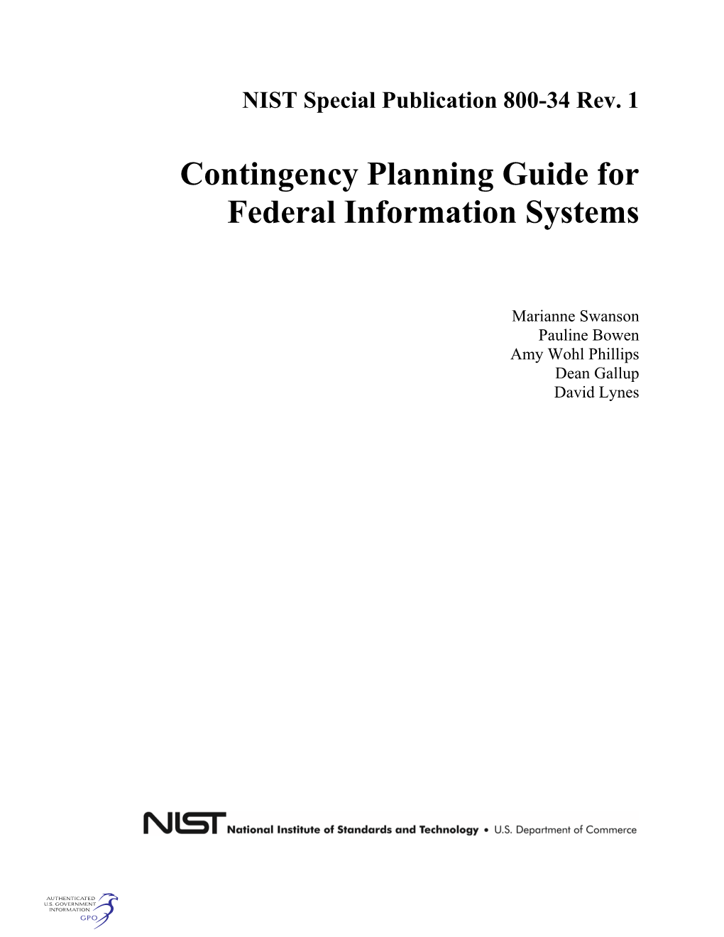 Contingency Planning Guide for Federal Information Systems