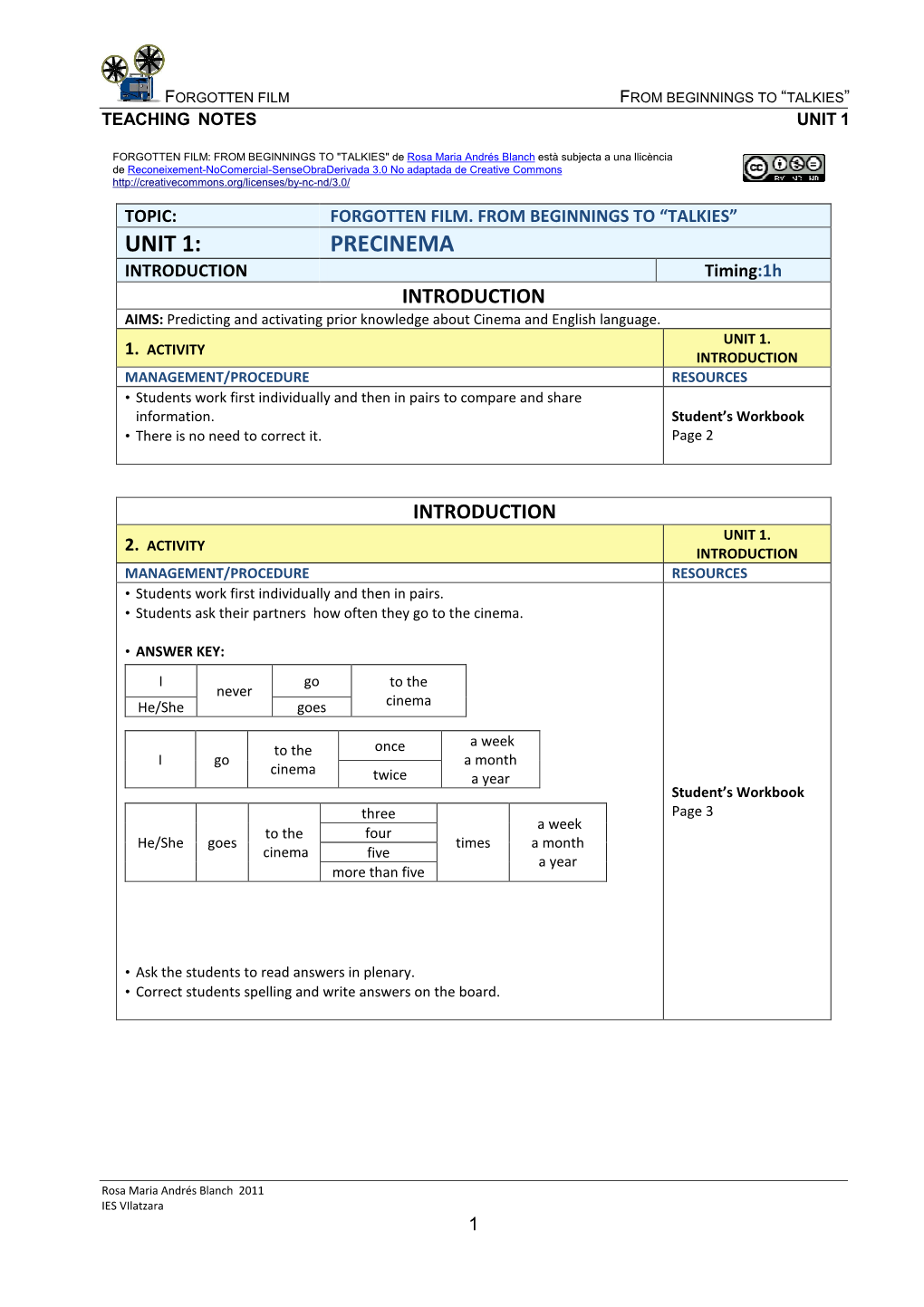 Forgotten Film. Teaching Notes