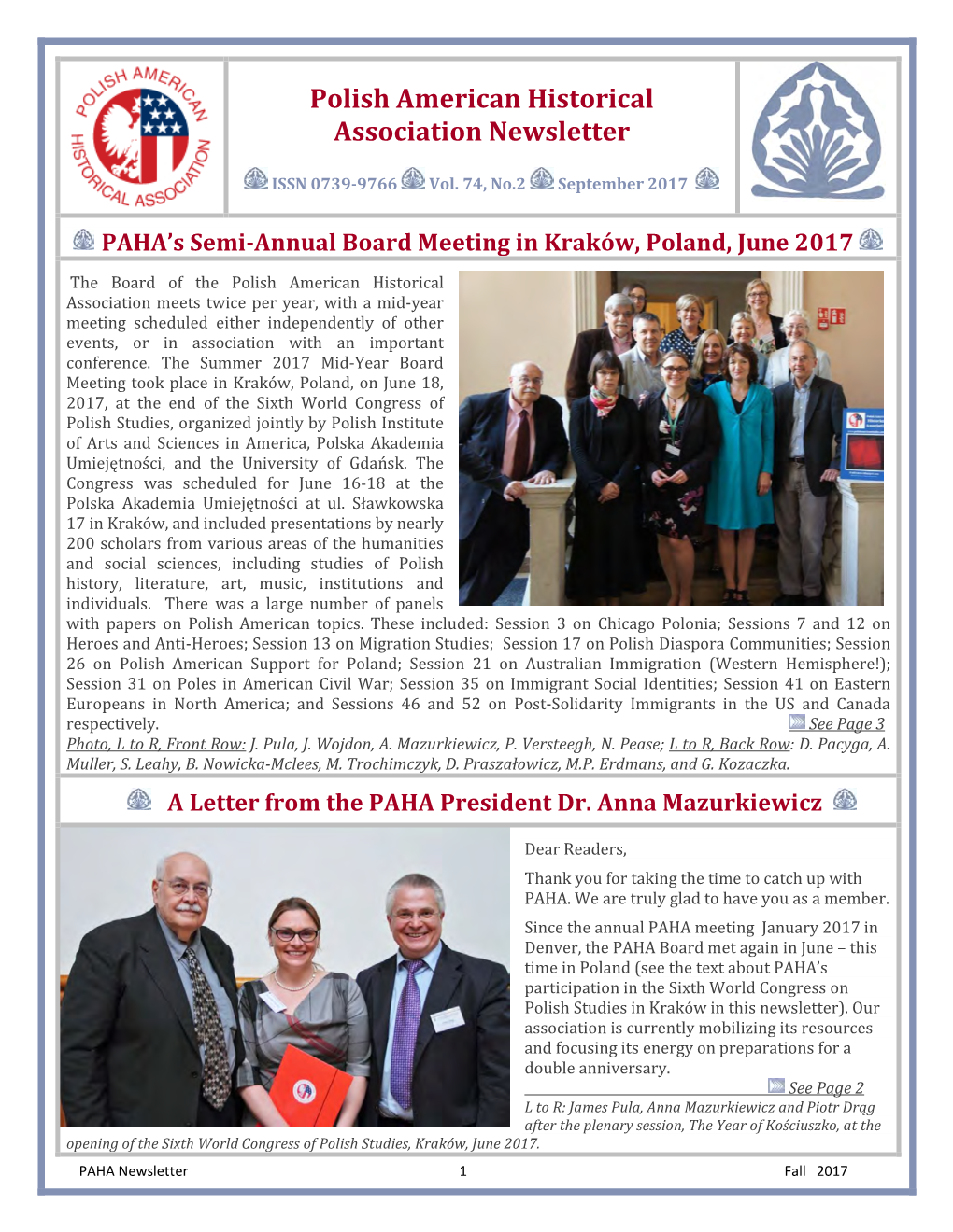 Polish American Historical Association Newsletter