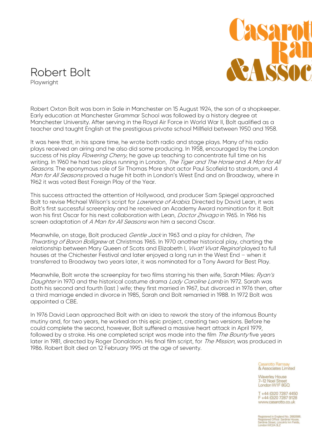 Robert Bolt Playwright