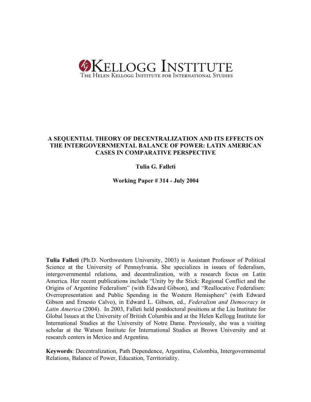 A Sequential Theory of Decentralization and Its Effects on the Intergovernmental Balance of Power: Latin American Cases in Comparative Perspective