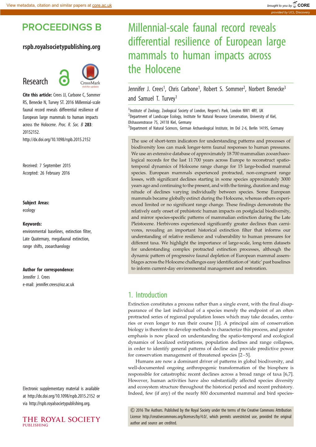 Millennial-Scale Faunal Record Reveals Differential Resilience of European