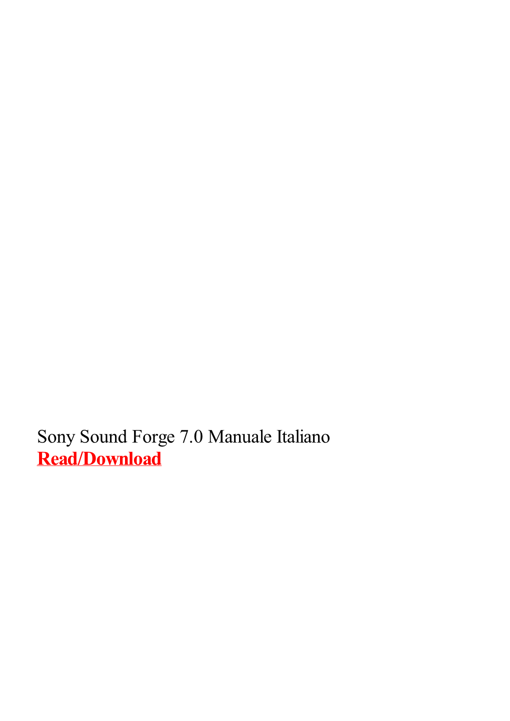 Sony Sound Forge 7.0 Manuale Italiano