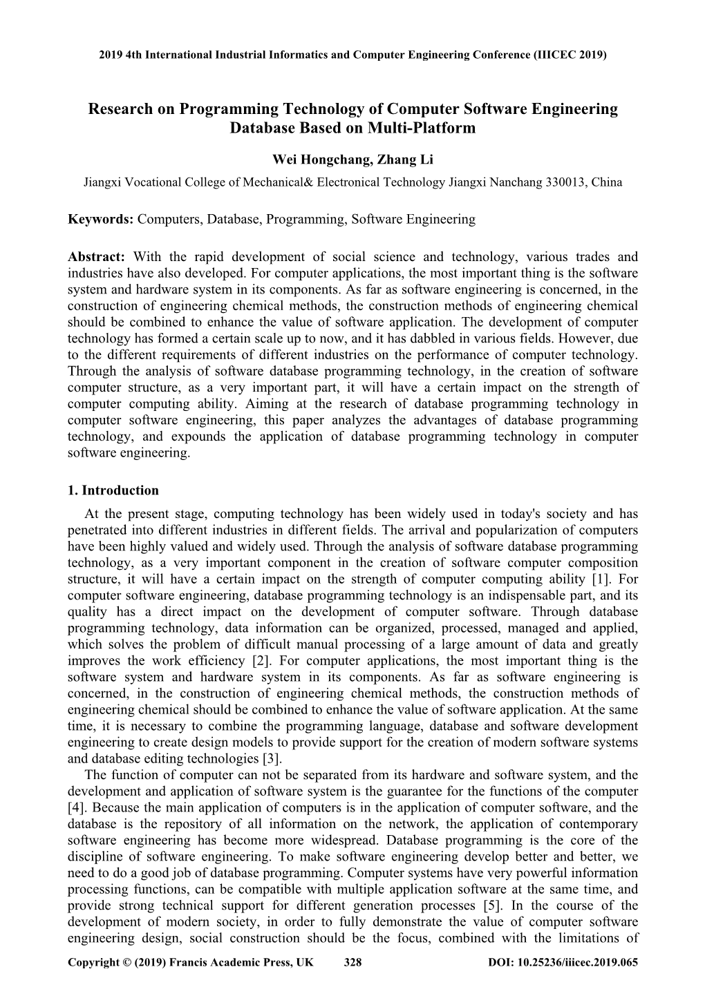 Research on Programming Technology of Computer Software Engineering Database Based on Multi-Platform