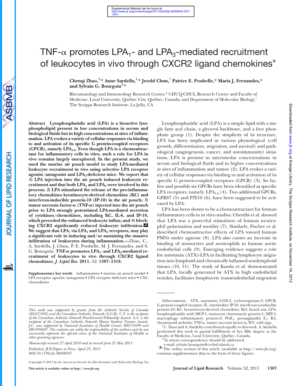 And LPA 3-Mediated Recruitment of Leukocytes In