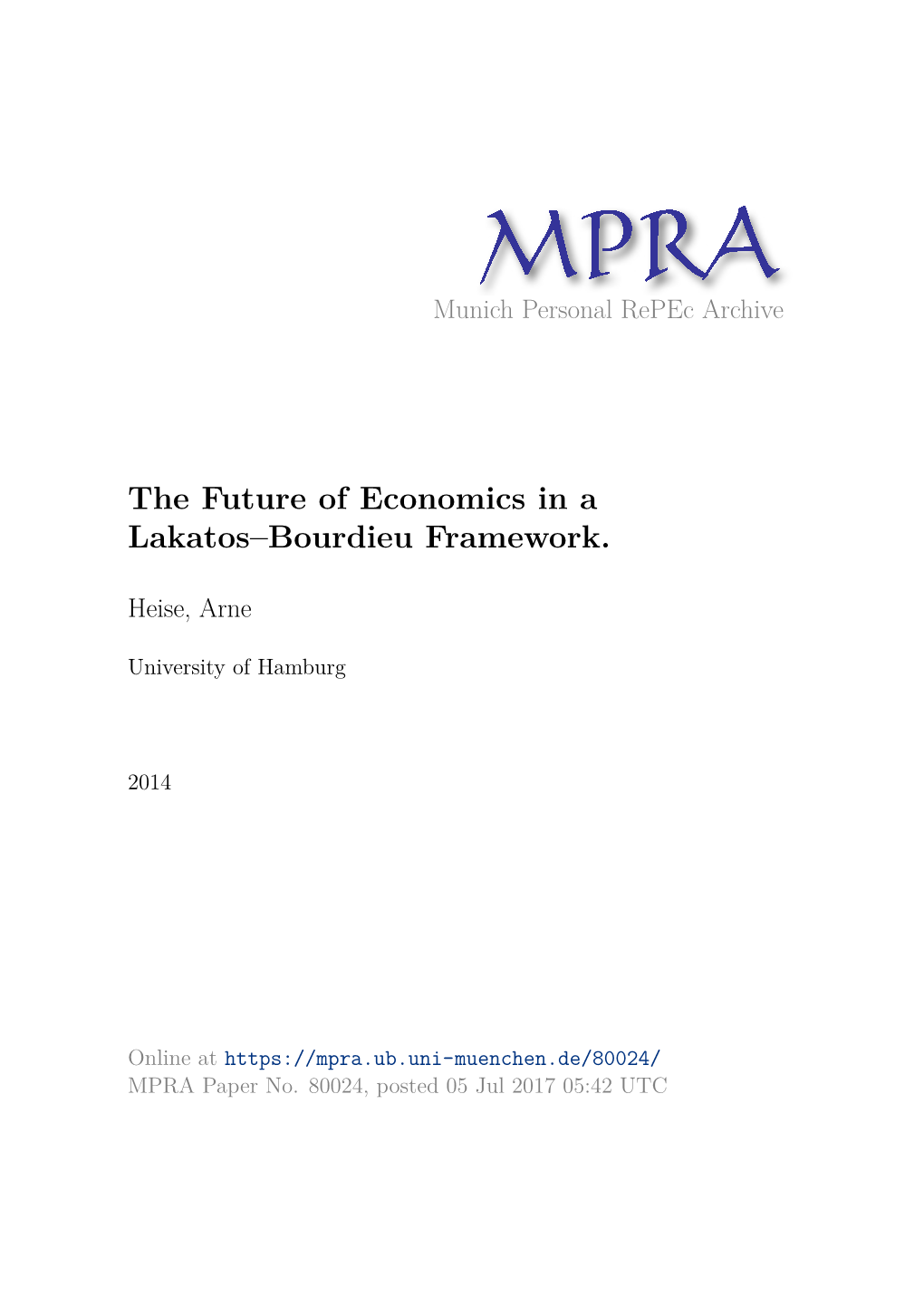 The Future of Economics in a Lakatos–Bourdieu Framework