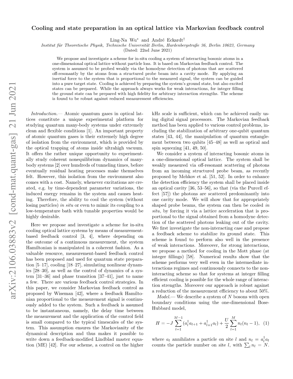 Arxiv:2106.03883V2 [Cond-Mat.Quant-Gas] 21 Jun 2021