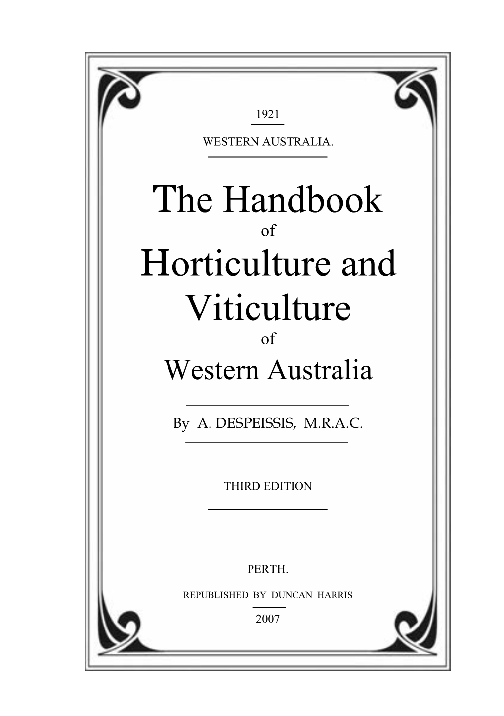 The Handbook Horticulture and Viticulture