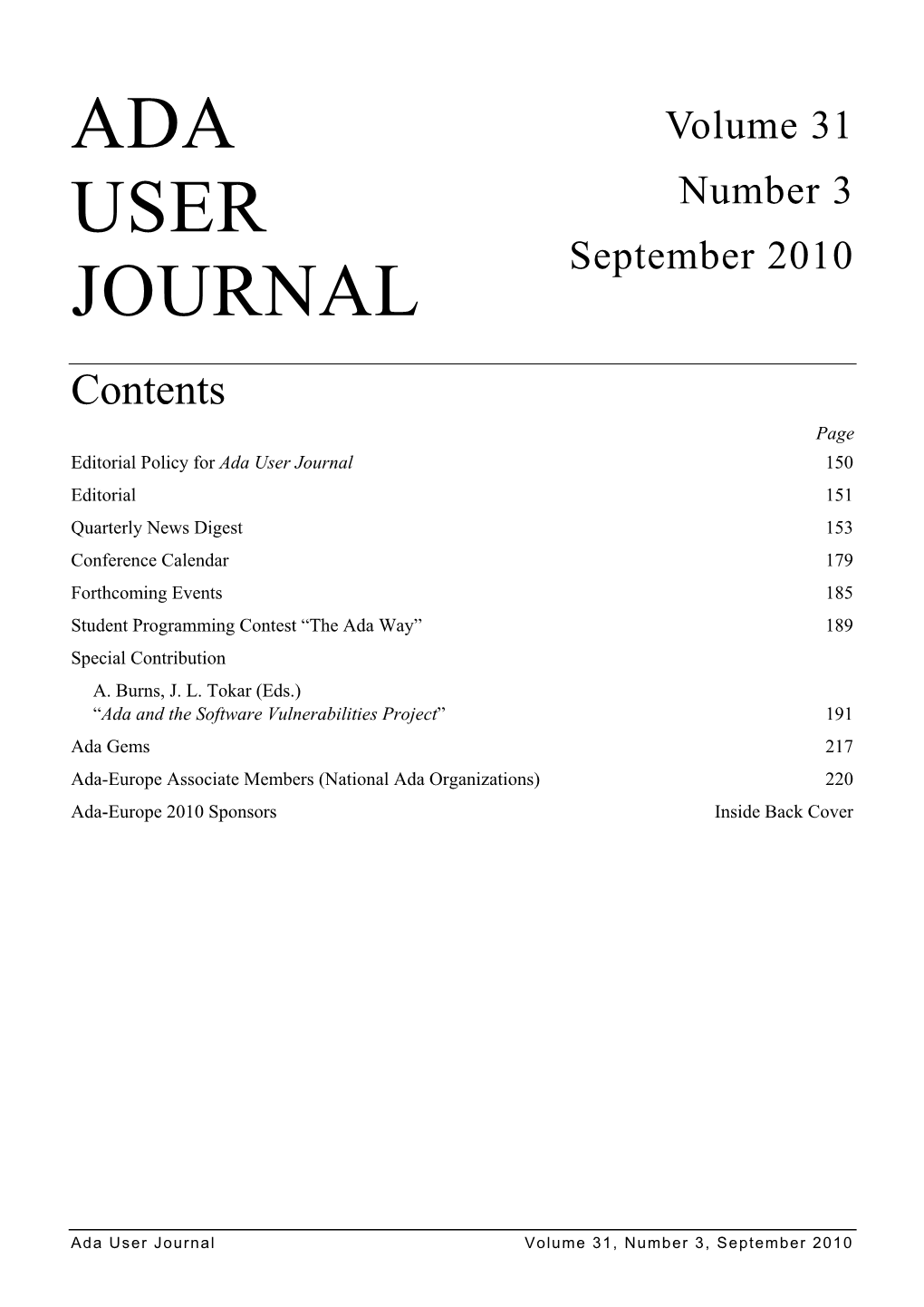 Volume 31 Number 3 September 2010