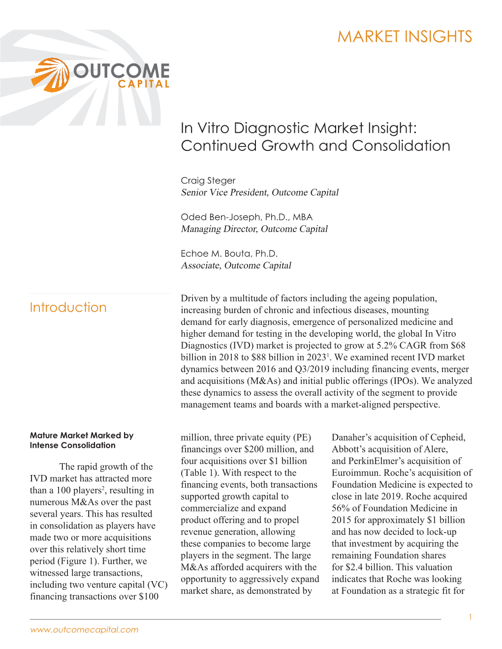 In Vitro Diagnostic Market Insight: Continued Growth and Consolidation