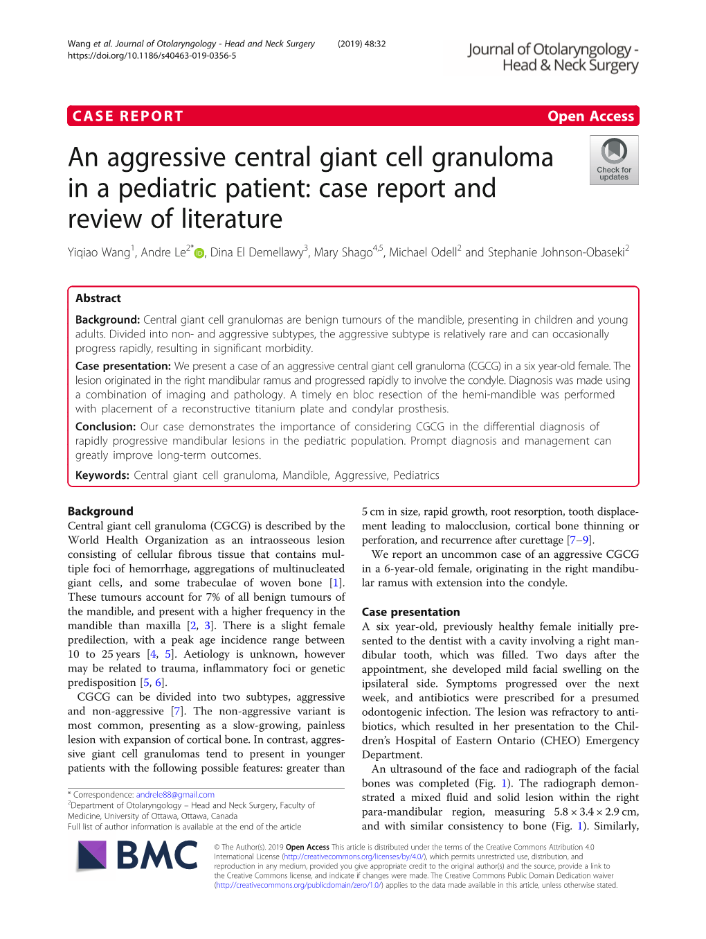 An Aggressive Central Giant Cell Granuloma in a Pediatric Patient