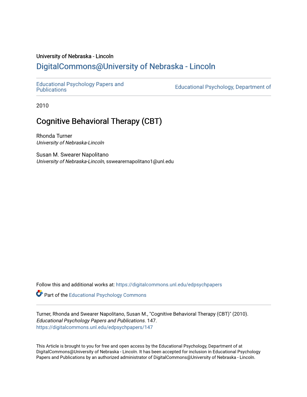 Cognitive Behavioral Therapy (CBT)