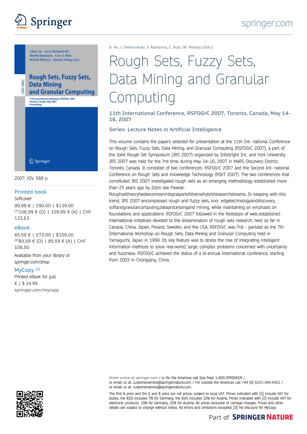 Rough Sets, Fuzzy Sets, Data Mining and Granular Computing