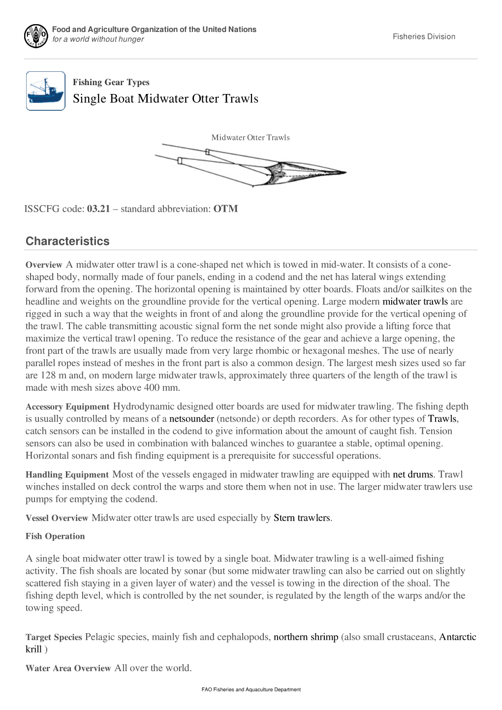 Fishing Gear Types Single Boat Midwater Otter Trawls