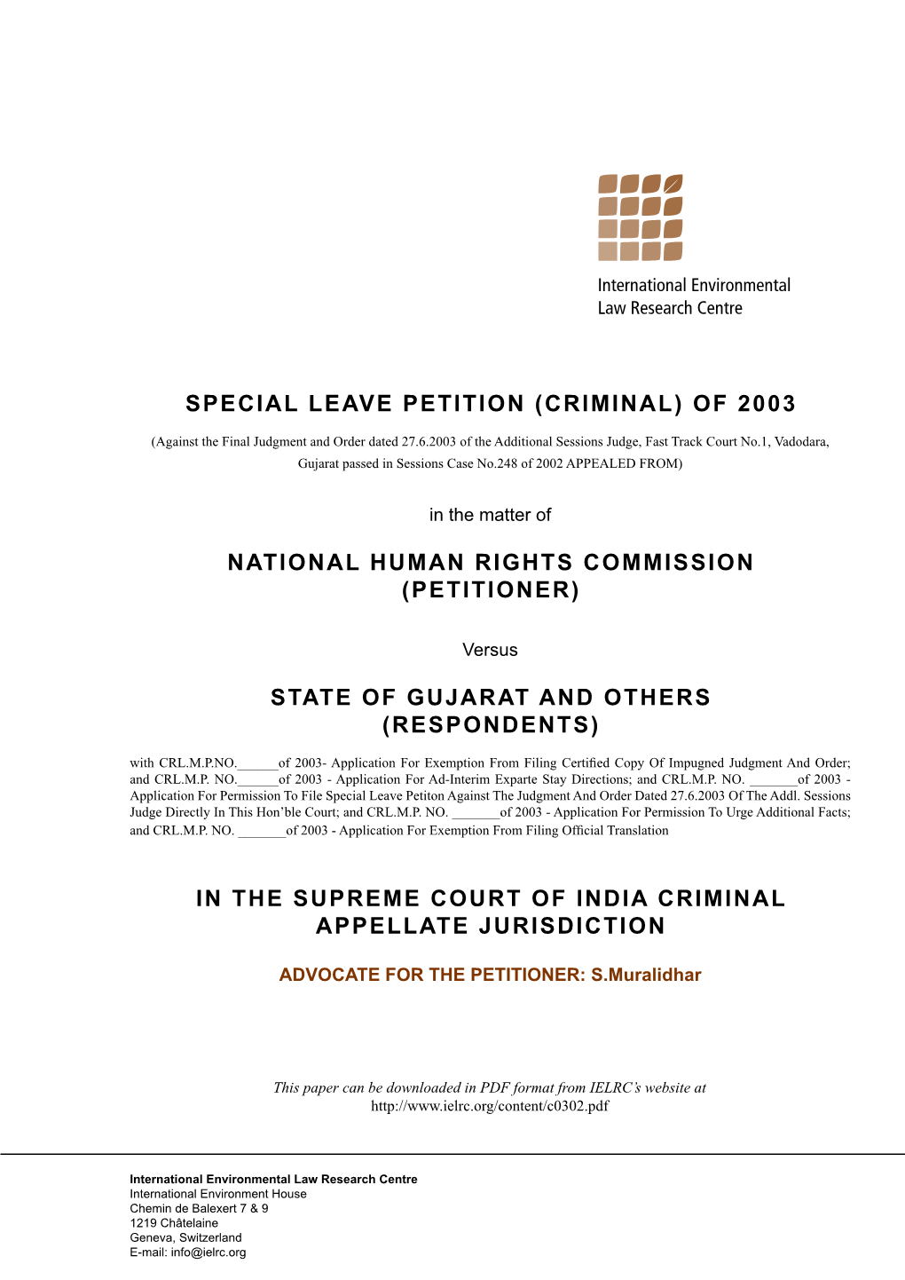 National Human Rights Commission Vs State of Gujarat