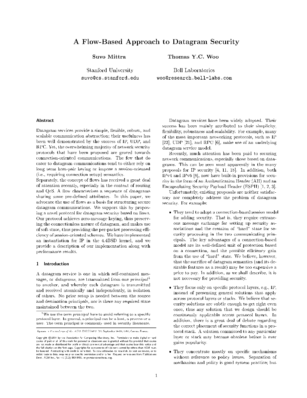 A Flow-Based Approach to Datagram Security