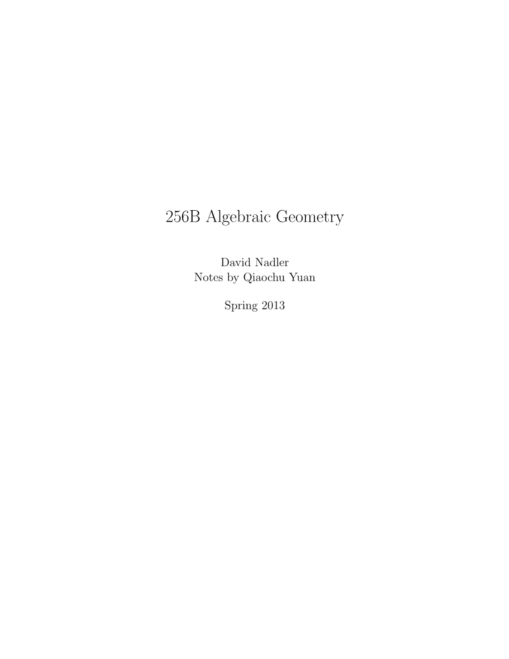 256B Algebraic Geometry