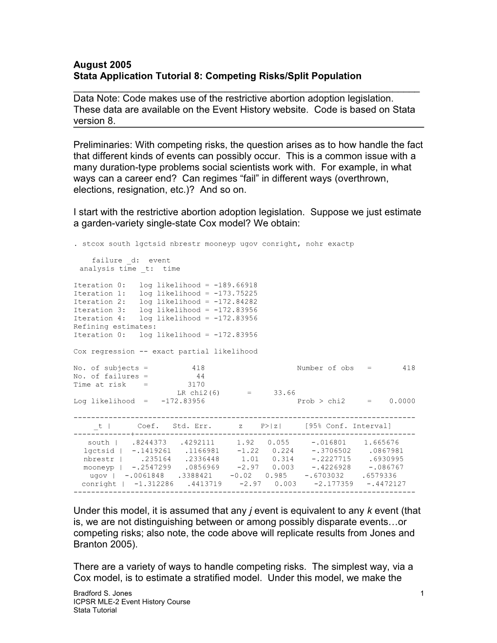 Stata Application Tutorial 8: Competing Risks/Split Population