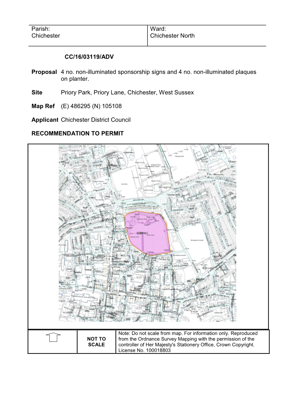 Parish: Chichester Ward: Chichester North CC/16/03119/ADV Proposal