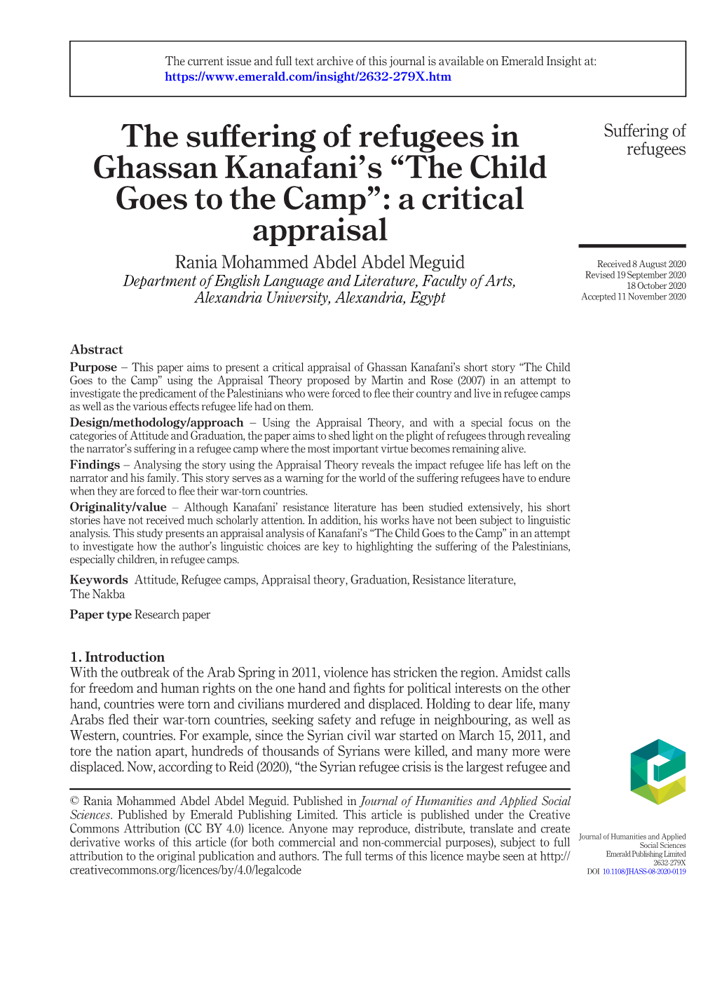 The Suffering of Refugees in Ghassan Kanafani's “The Child Goes to The
