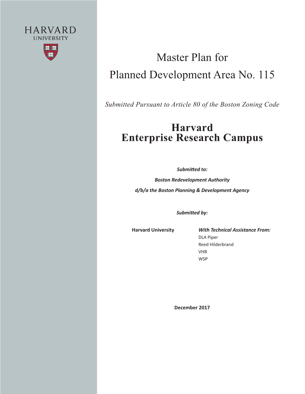 Master Plan for Planned Development Area No. 115