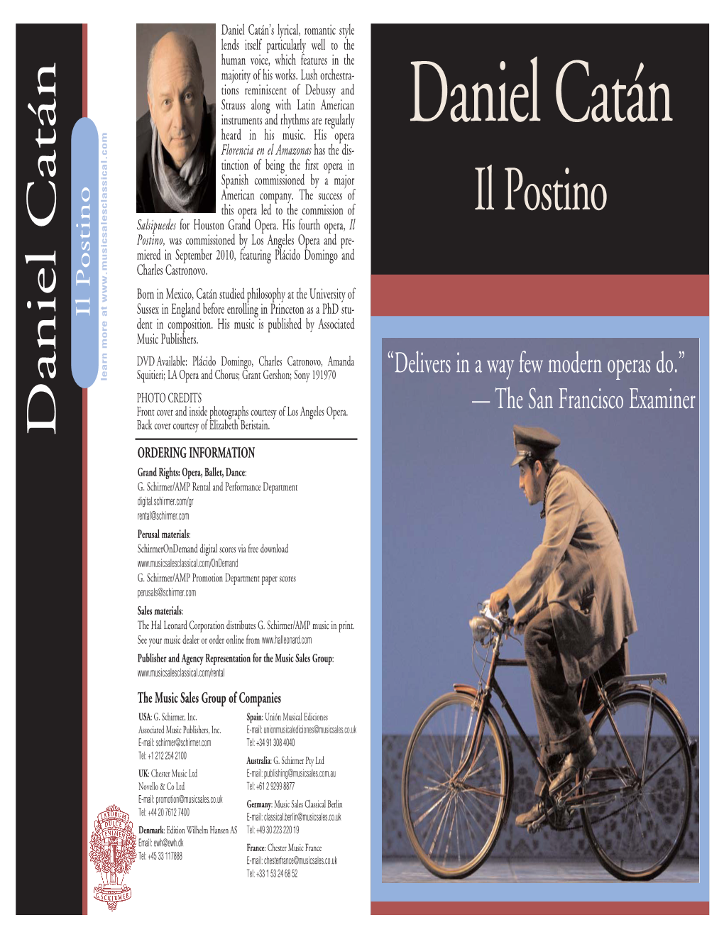 Daniel Catán Il Postino Learn More at Qiir;L Operaandchorus;Grantgershon;Sony191970 Squitieri; LA Back Covercourtesyofelizabethberistain