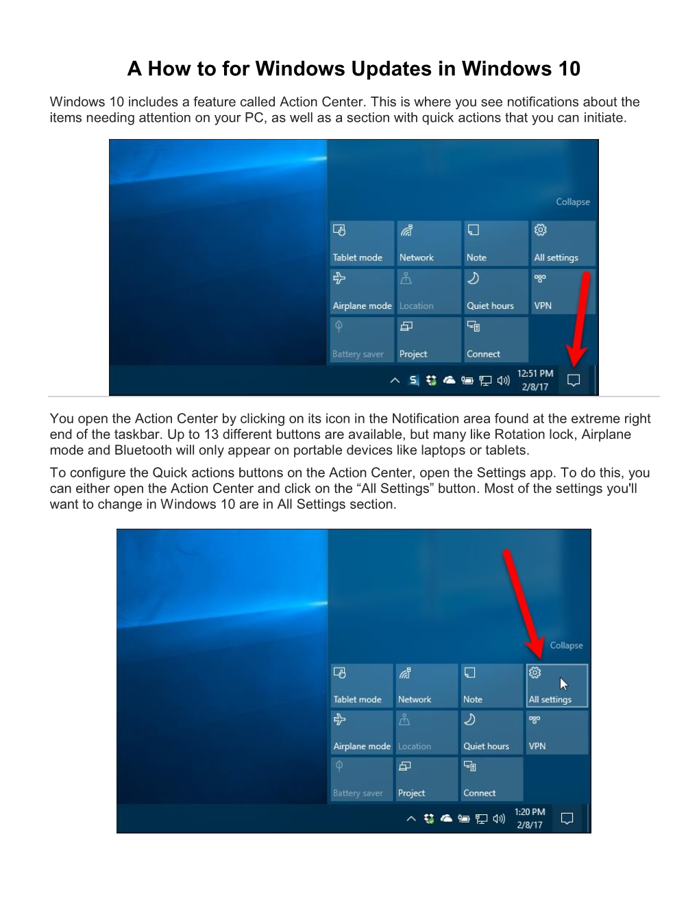 A How to for Windows Updates in Windows 10