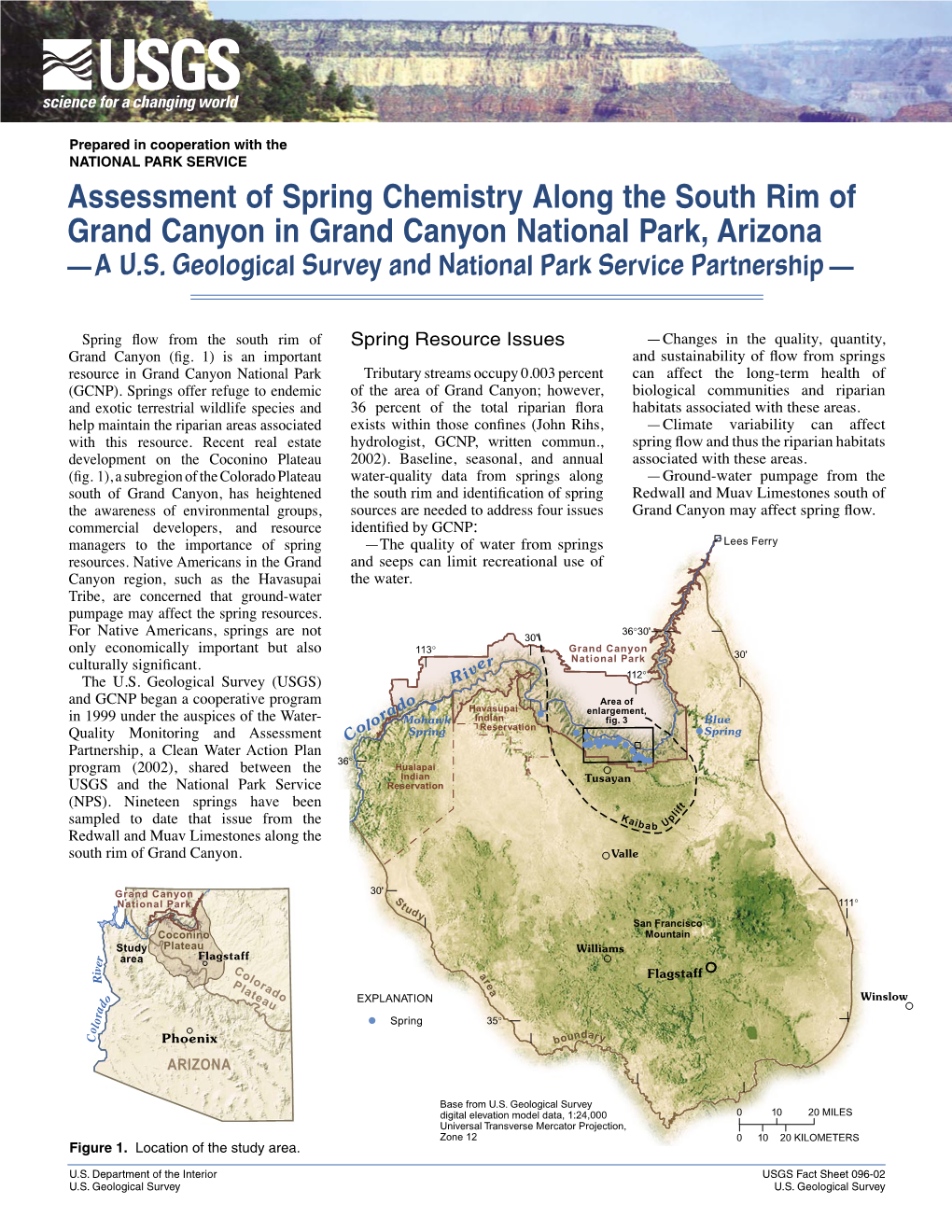 Assessment of Spring Chemistry Along the South Rim of Grand Canyon in Grand Canyon National Park, Arizona —A U.S