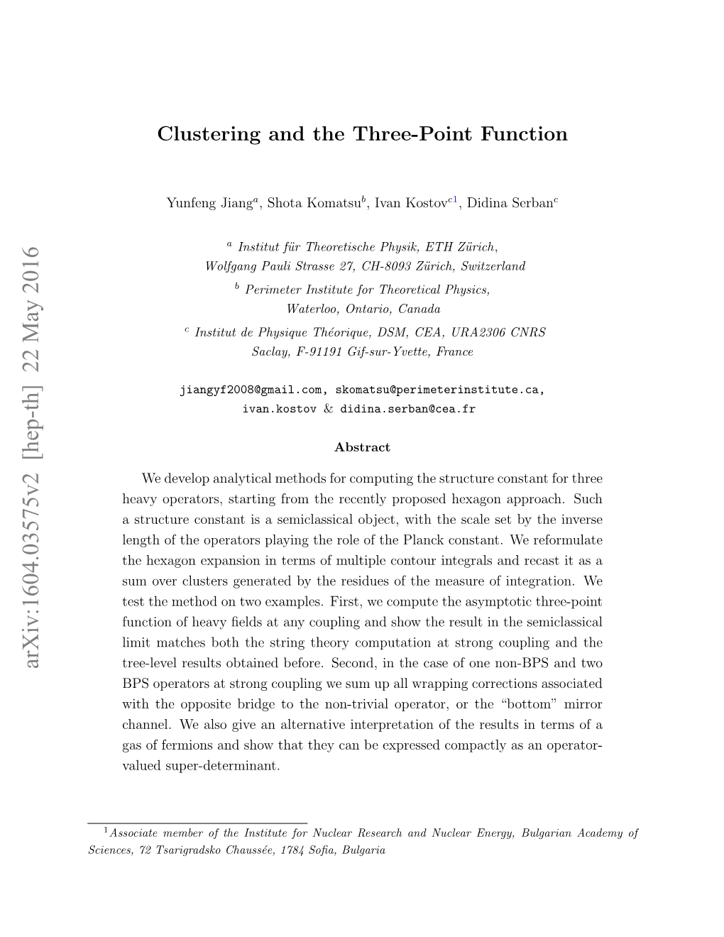 Clustering and the Three-Point Function
