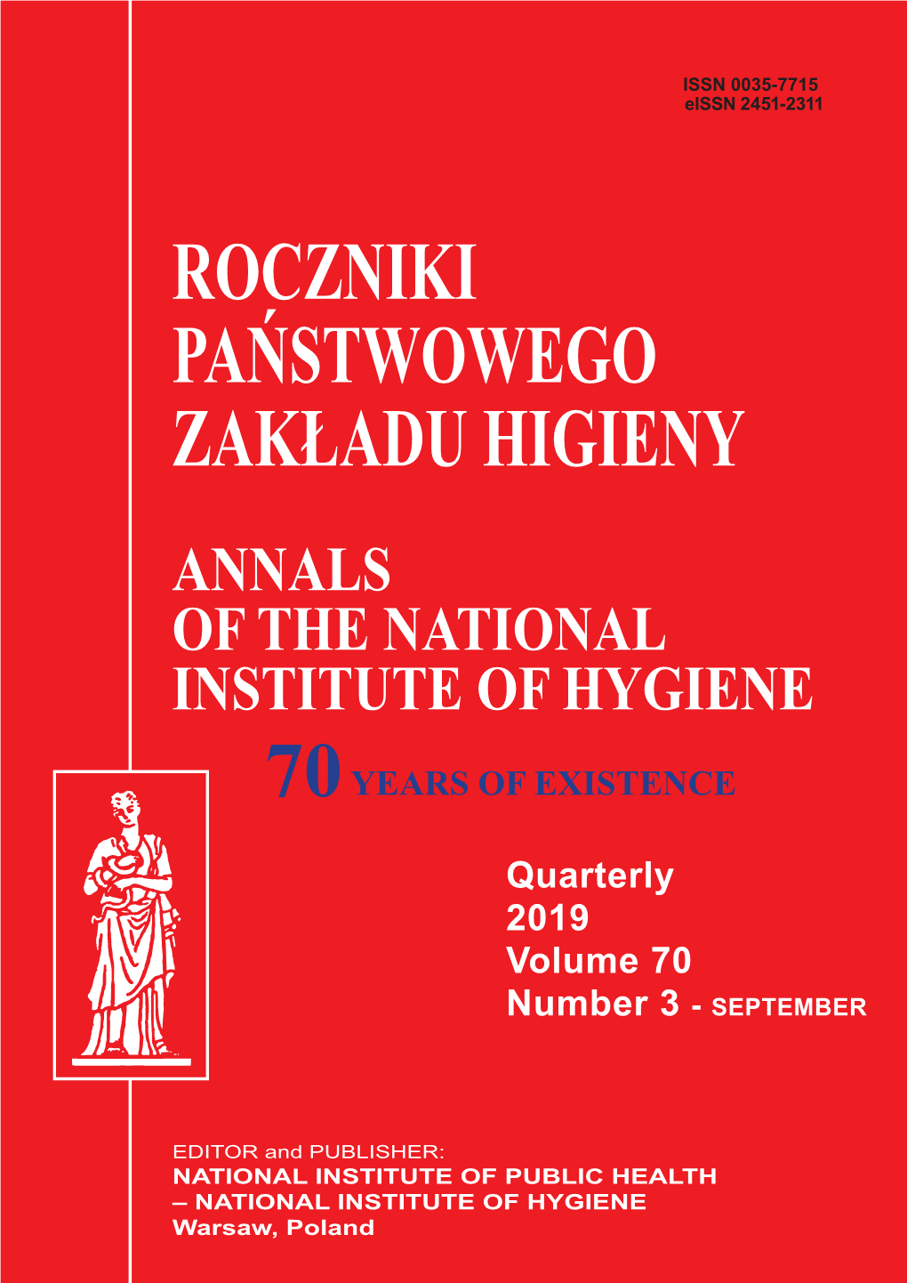 ROCZNIKI PAŃSTWOWEGO ZAKŁADU HIGIENY - 2019, Vol