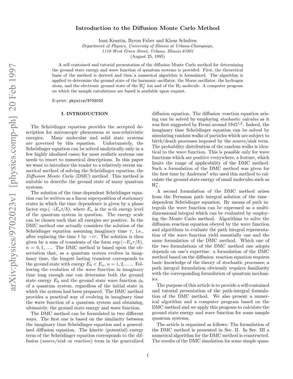 Introduction to the Diffusion Monte Carlo Method