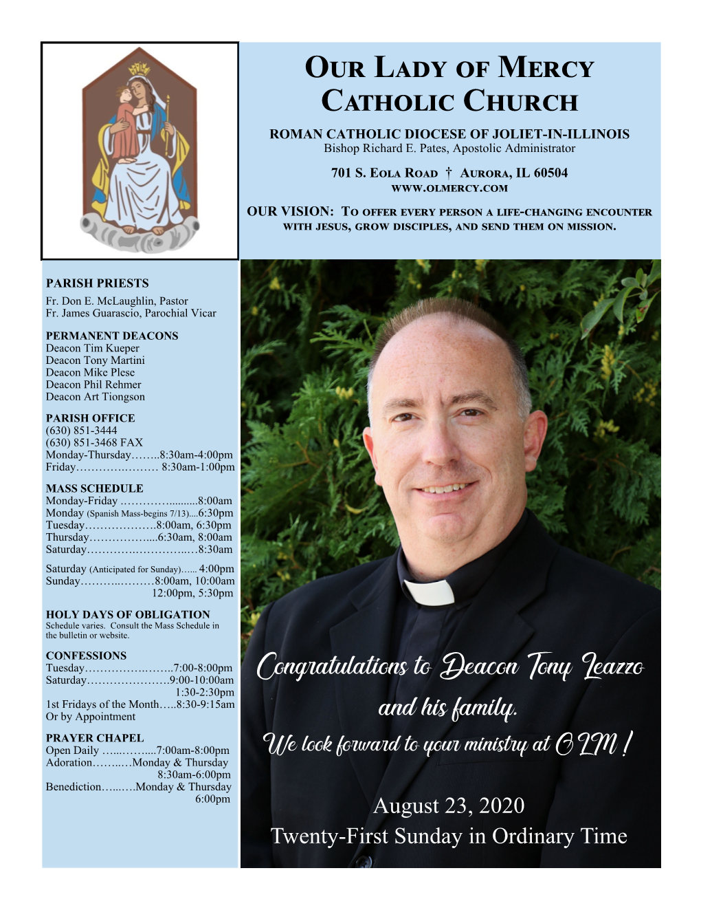 Congratulations to Deacon Tony Leazzo and His Family