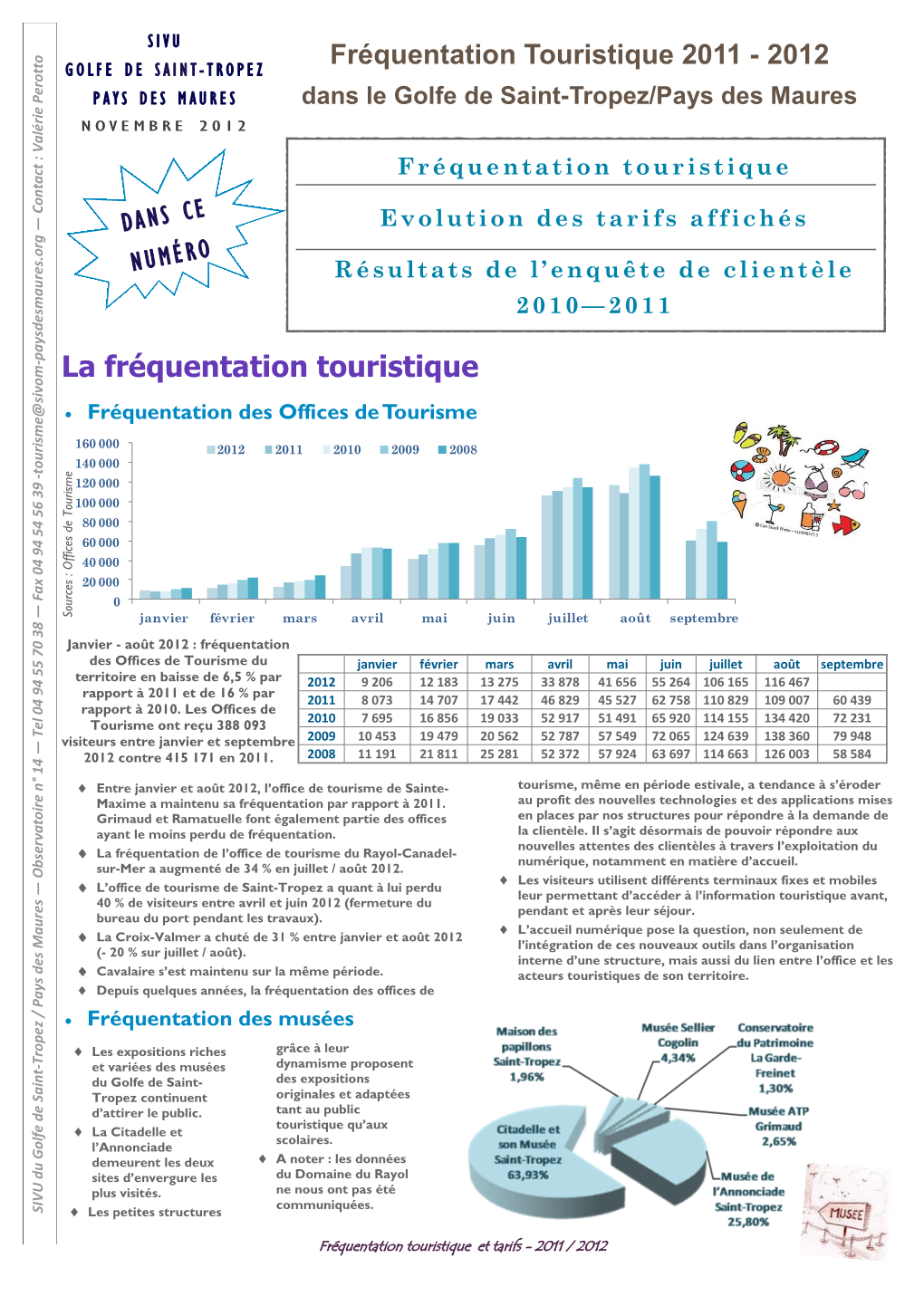 Fréquentation Touristique 2011 - 2012 G O L F E DE SAINT - T R O P E Z P a Y S DES MAURES Dans Le Golfe De Saint-Tropez/Pays Des Maures NOVEMBRE 2012