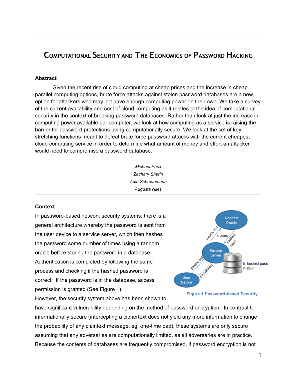 Computational Security and the Economics of Password Hacking