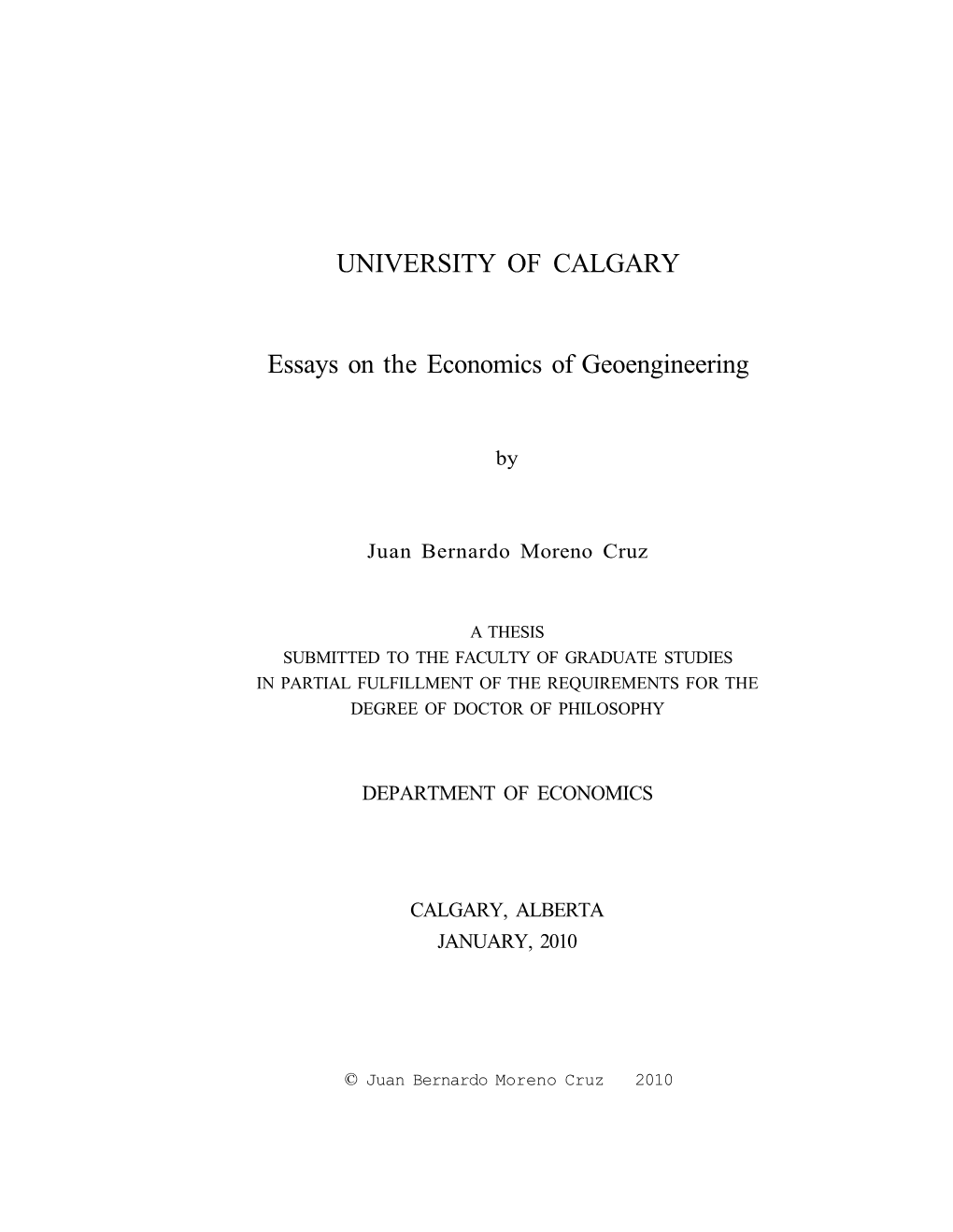 Essays on the Economics of Geoengineering