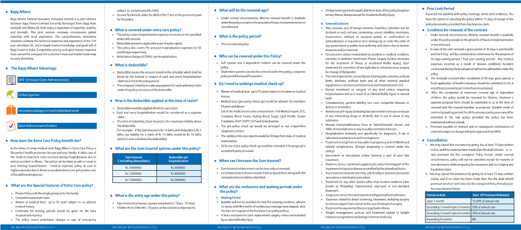 Extra Care Health Insurance Policy